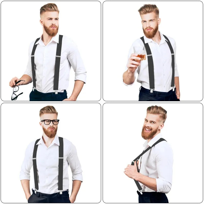 Men's Heavy-Duty 2-Inch Wide Adjustable Elastic Work Suspenders with Sturdy Clips X-Back Design for Durable Support Peaceful Pleasures Health and Wellness