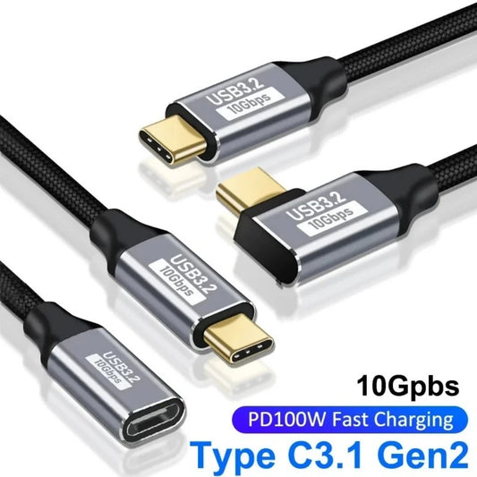USB 3.2 Gen 2 Type-C Extension Cable 100W 10Gbps 90° USB-C Extension Cable Peaceful Pleasures Health and Wellness