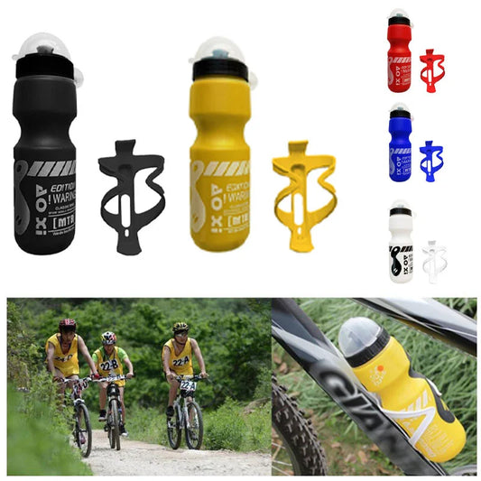 750ml Bike Water Bottle with Cage Holder – Food-Grade Plastic Bike Water Bottle Set Peaceful Pleasures Health and Wellness