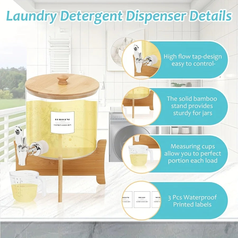 Acrylic Laundry Detergent & Fabric Softener Dispenser – 0.7 Gallon Laundry Room Organizer