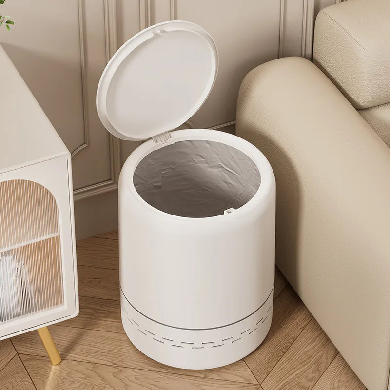 Premium Air-Press Trash Can with Pop-Up Lid - Cylindrical Design, Large Size for Kitchen & Bathroom, Home Décor Must-Have Peaceful Pleasures Health and Wellness