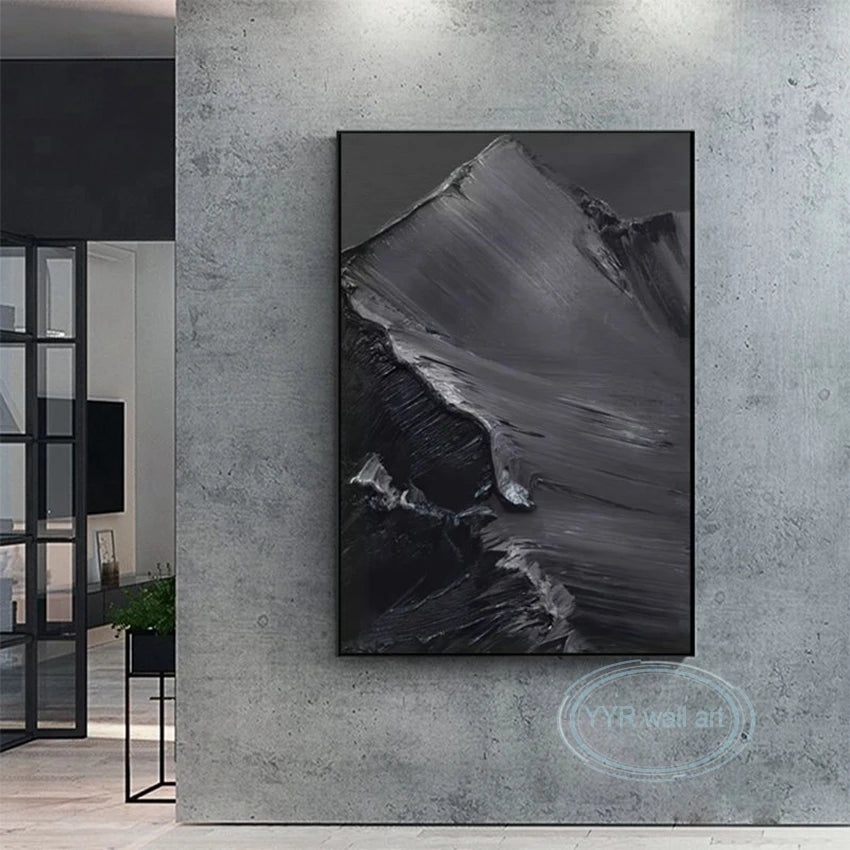 Minimalist Advanced Handmade Abstract Oil Painting, Black and White Texture, Wall Art, Canvas Decoration, Living Room Poster, Be Peaceful Pleasures Health and Wellness No frame 1 100cmx180cm