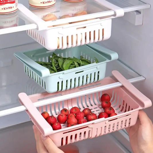 Multi Functional Refrigerator Storage Basket, Retractable Refrigerator Partition Storage Rack, Kitchen Drain Peaceful Pleasures Health and Wellness
