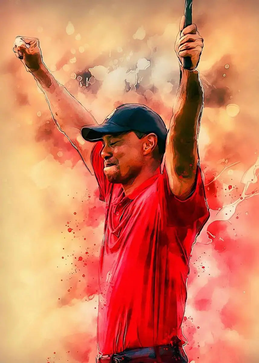 Tiger Woods Golf Portrait Canvas Wall Art | Fan Gift Poster