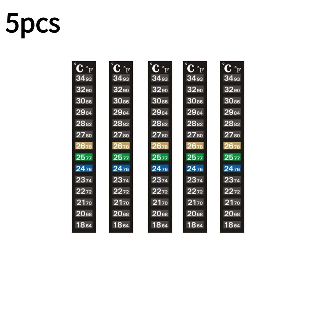 Stick-on Aquarium Temperature Strip for Accurate Readings Peaceful Pleasures Health and Wellness 5pcs