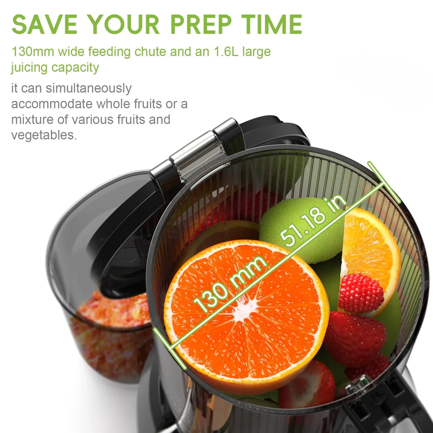 BioloMix Cold Press Juicer – 130mm Feed Chute, High Yield, BPA-Free Juicer BioloMix