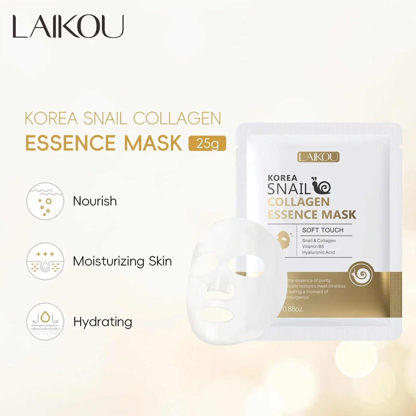LAIKOU Snail Mucin Sheet Mask – Anti-Aging, Pores & Hydration