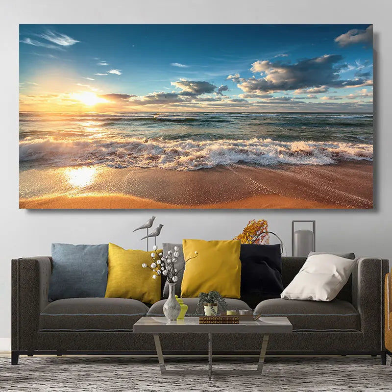 Natural Modern Seascape Wall Pictures Landscape Beach Sea Ocean Canvas Painting Wall Art Posters for Living Room Decor Cuadros Peaceful Pleasures Health and Wellness w2573 seascape-5 30x60cm