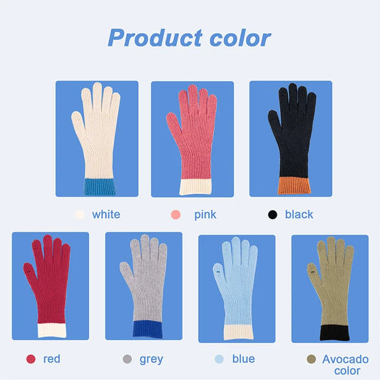 Unisex Knit Touch Screen Winter Gloves – Warm Patchwork Style Knit Winter Gloves Peaceful Pleasures Health and Wellness