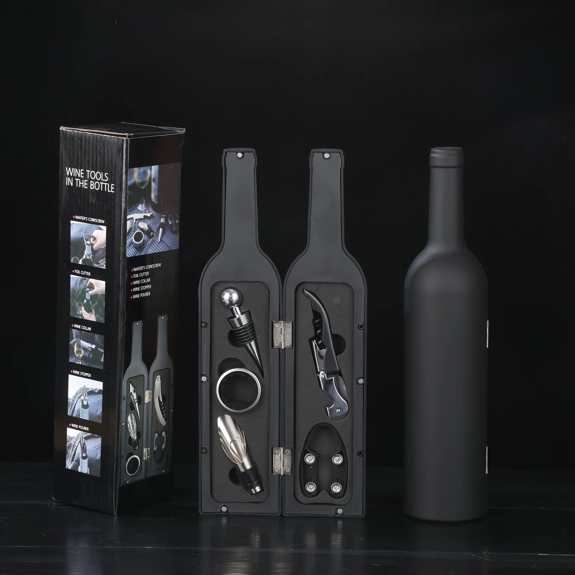 Premium Wine Tool Kit - 5-Piece Set with Corkscrew & Accessories, Perfect for Gifts, Travel & Home Bars home bar bartender set Peaceful Pleasures Health and Wellness 5Pcs