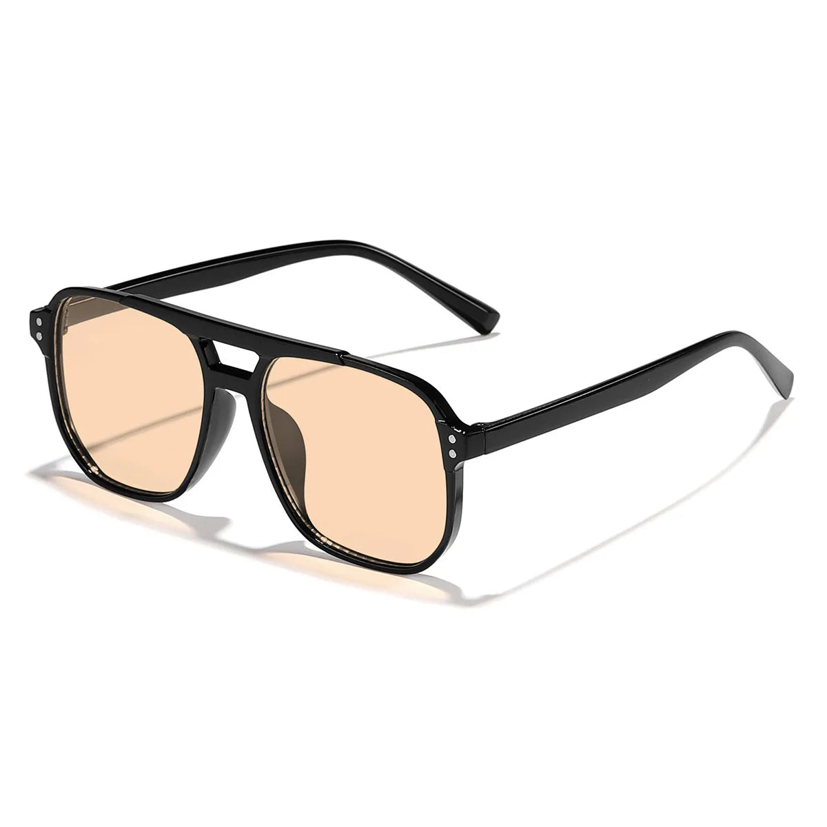 1/6pc Retro Double Bridge Sunglasses Stylish Minimalist Large Frame Fashionable Ins Personality Ocean Lens Sun Glasses Peaceful Pleasures Health and Wellness Ginger