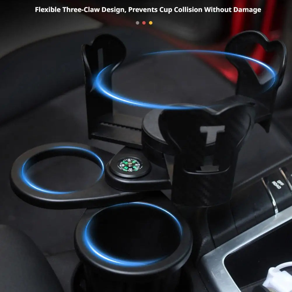 3‑in‑1 Car Cup Holder Expander Adapter 360° Rotatable Dual Cup Holder Built‑in Compass Universal Auto Drink Holder Organizer Peaceful Pleasures Health and Wellness