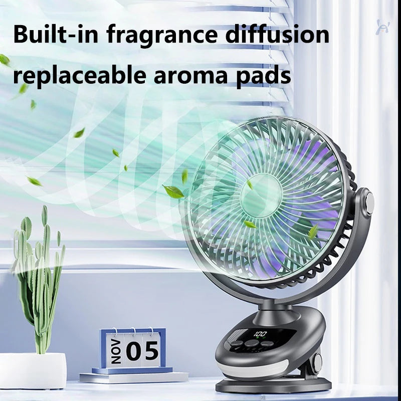 Bedroom Silent Loop Fan USB Charging Automatic Shaking Clip Fan Office Dormitory Desktop Small Fan Peaceful Pleasures Health and Wellness