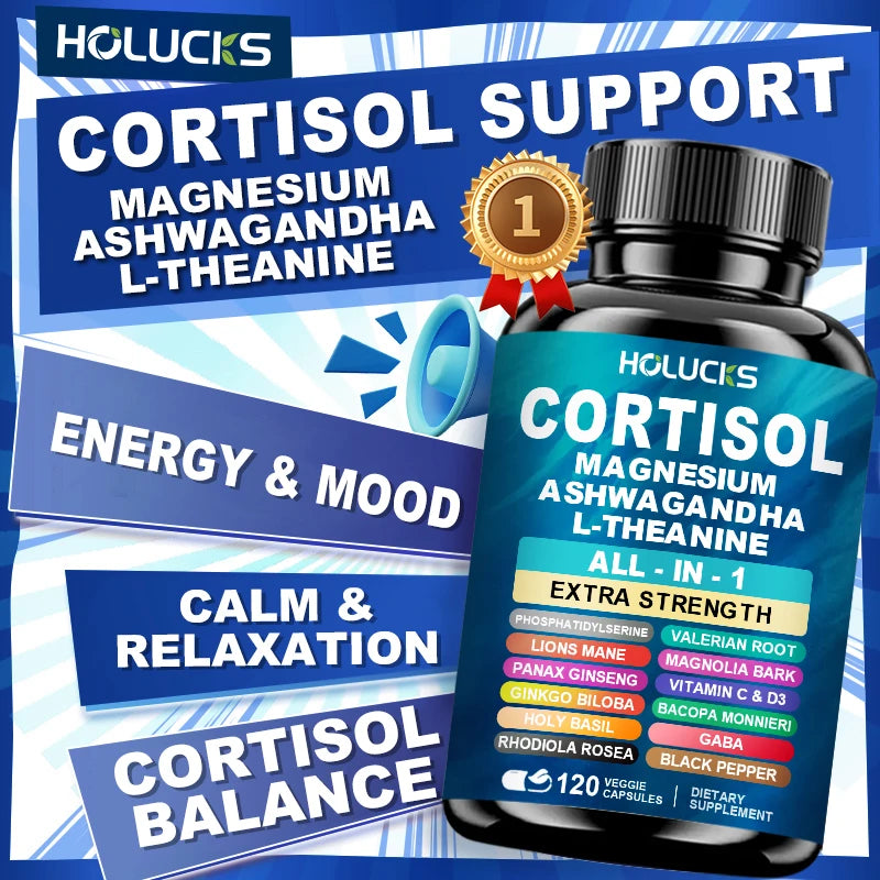 High Absorption Cortisol Capsules, with Vitamin D3, Support Stress Management & Mood, Anxiety Relief & Sleep Quality, Vegan Peaceful Pleasures Health and Wellness