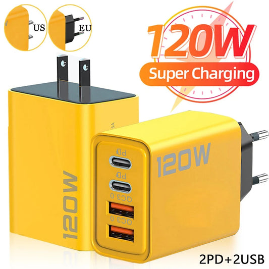 120W USB Type-C Wall Charger QC 3.0 Fast Charging 4-Port USB Wall Charger Peaceful Pleasures Health and Wellness