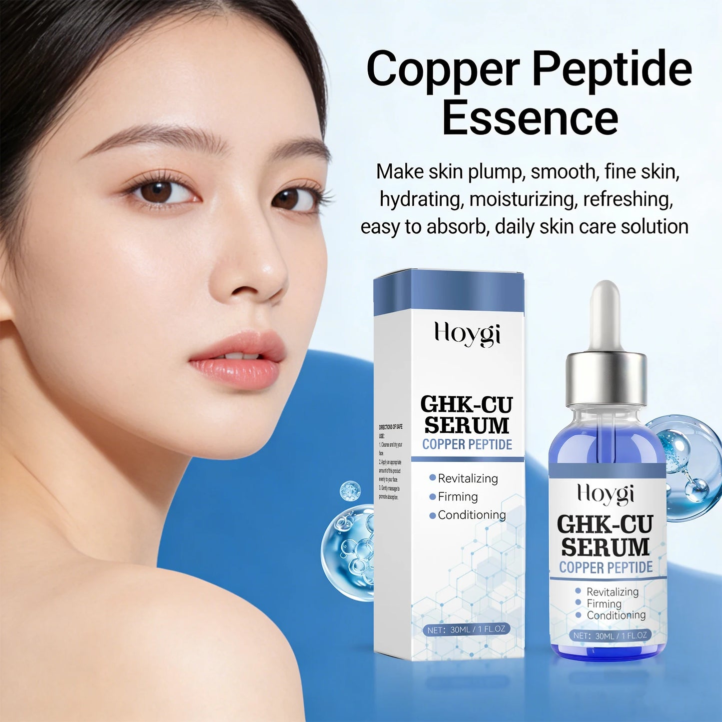 Copper Peptide Facial Serum Anti Wrinkle Remover Antioxidant Skin Rejuvenating Barrier Repair Brighten Skin Tone Skin Cosmetics Peaceful Pleasures Health and Wellness
