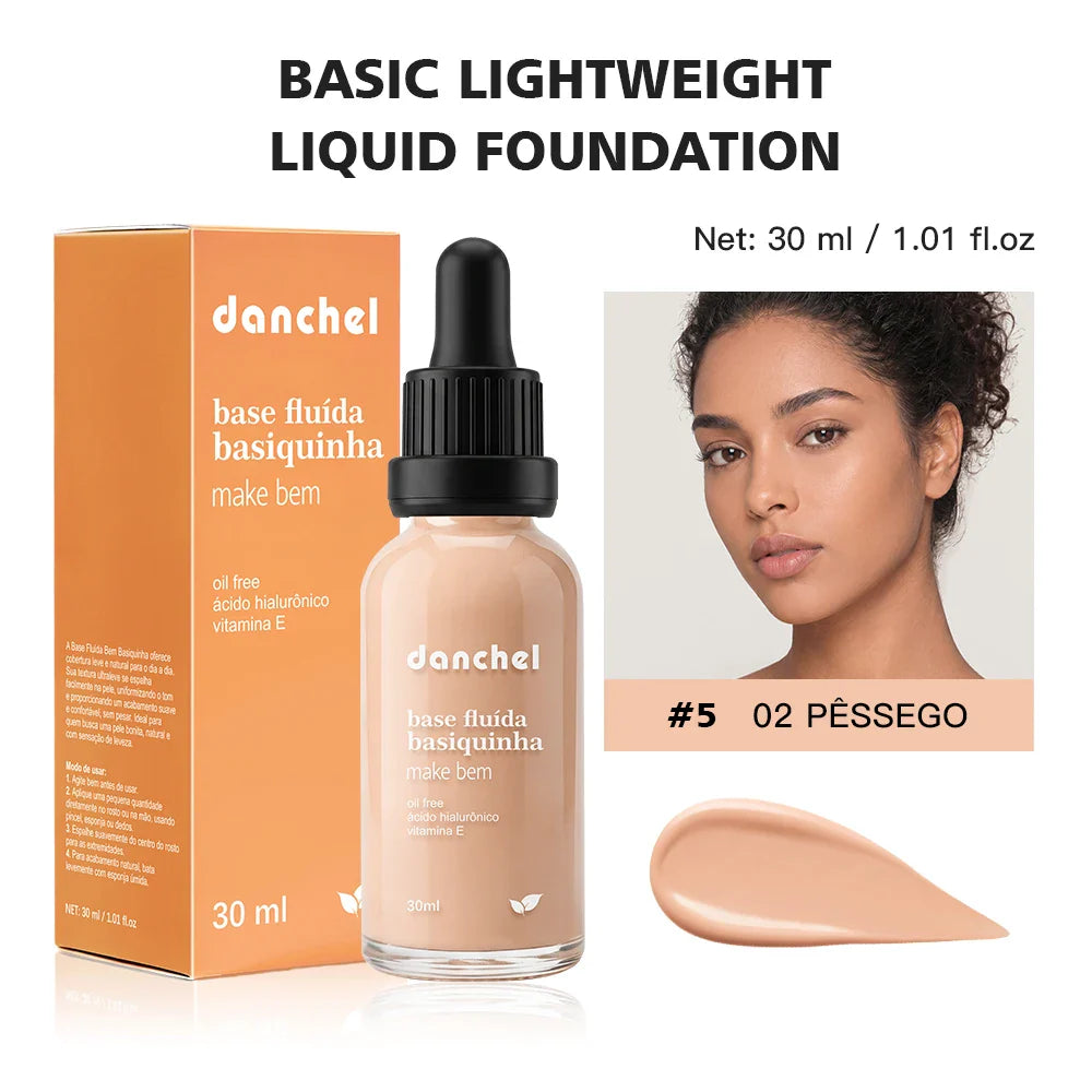 Danchel Matte Liquid Foundation – 12 Shades, Oil Control