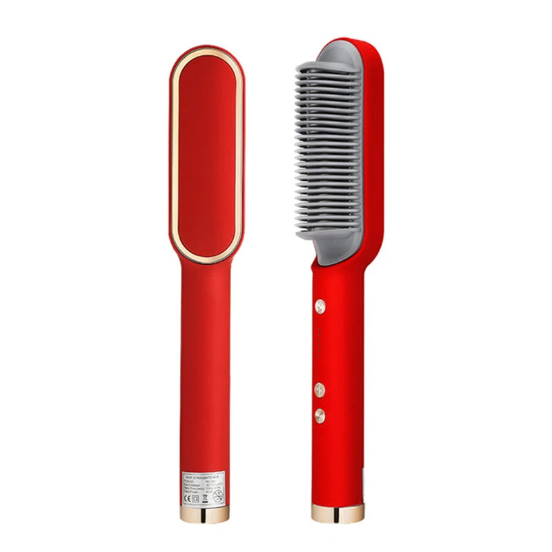 Hair Straightener Hot Comb Curling Iron Multi-speed Electric Straightening Comb Curling Iron Hair Brush 2023 Hot Sale Peaceful Pleasures Health and Wellness Red UK