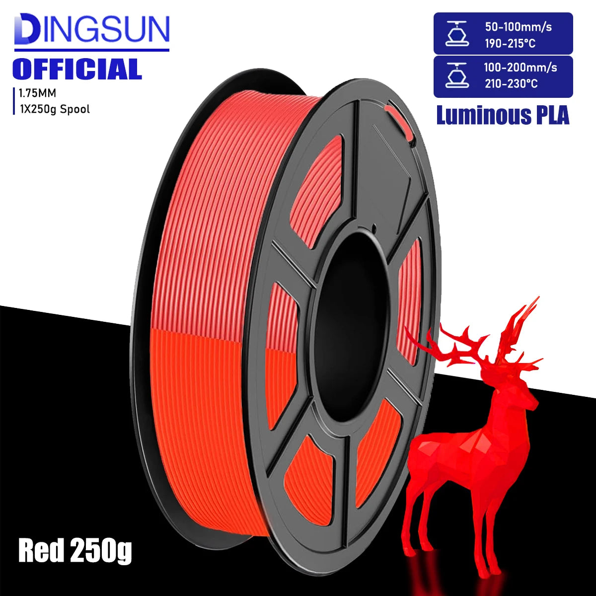 DINGSUN Glow in the Dark PLA Filament 1.75mm | High Flow 3D Print