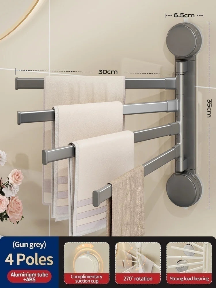No-Drill Rotating Double Towel Rack | Suction Cup Wall Mount