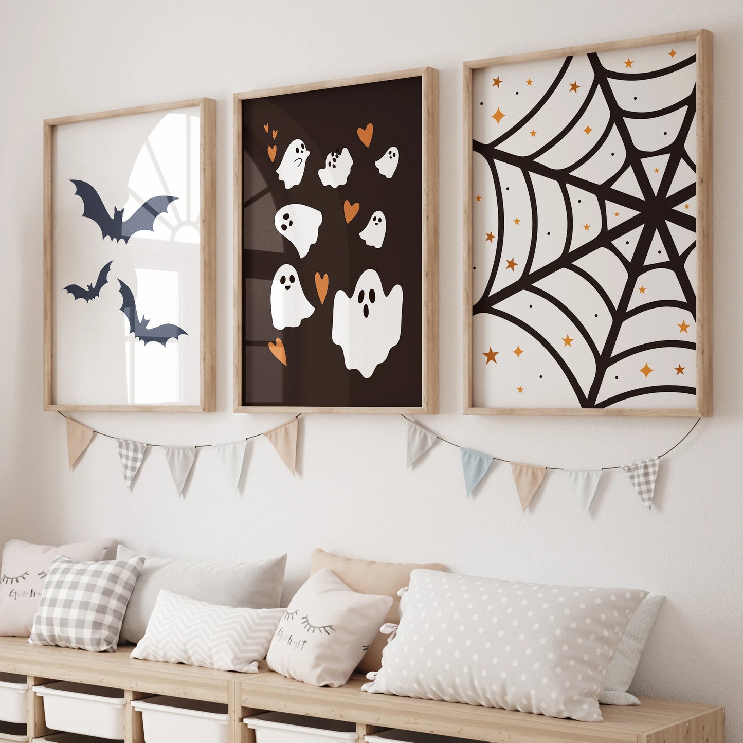 Dark Halloween Canvas Wall Art | Gothic Cartoon Poster Print