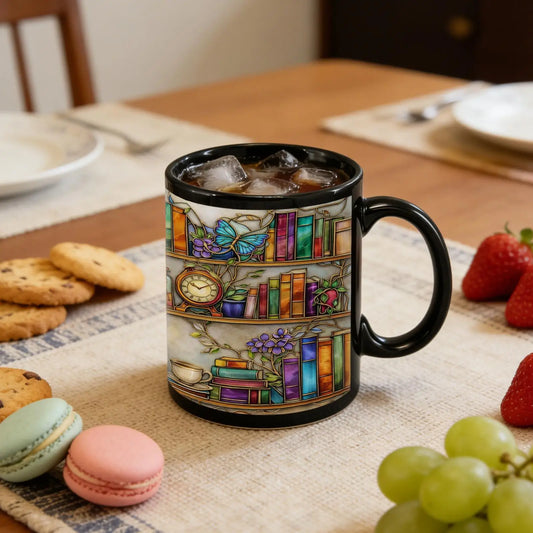 Ceramic Bookshelf Coffee Mug 350ml Heat-Resistant Drinkware Cup for Book Lovers for Chocolate Tea Water Juice Home Dorm Peaceful Pleasures Health and Wellness China Mainland A 350ml