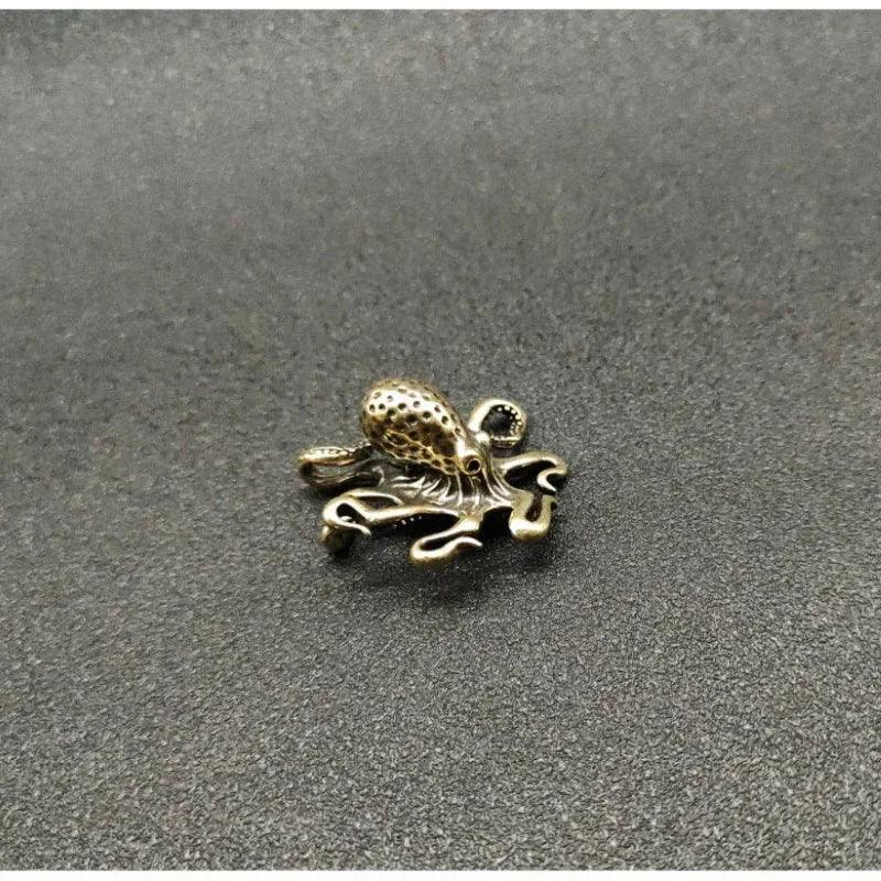 Brass Octopus Figurine - Antique Copper Desk Ornament Peaceful Pleasures Health and Wellness