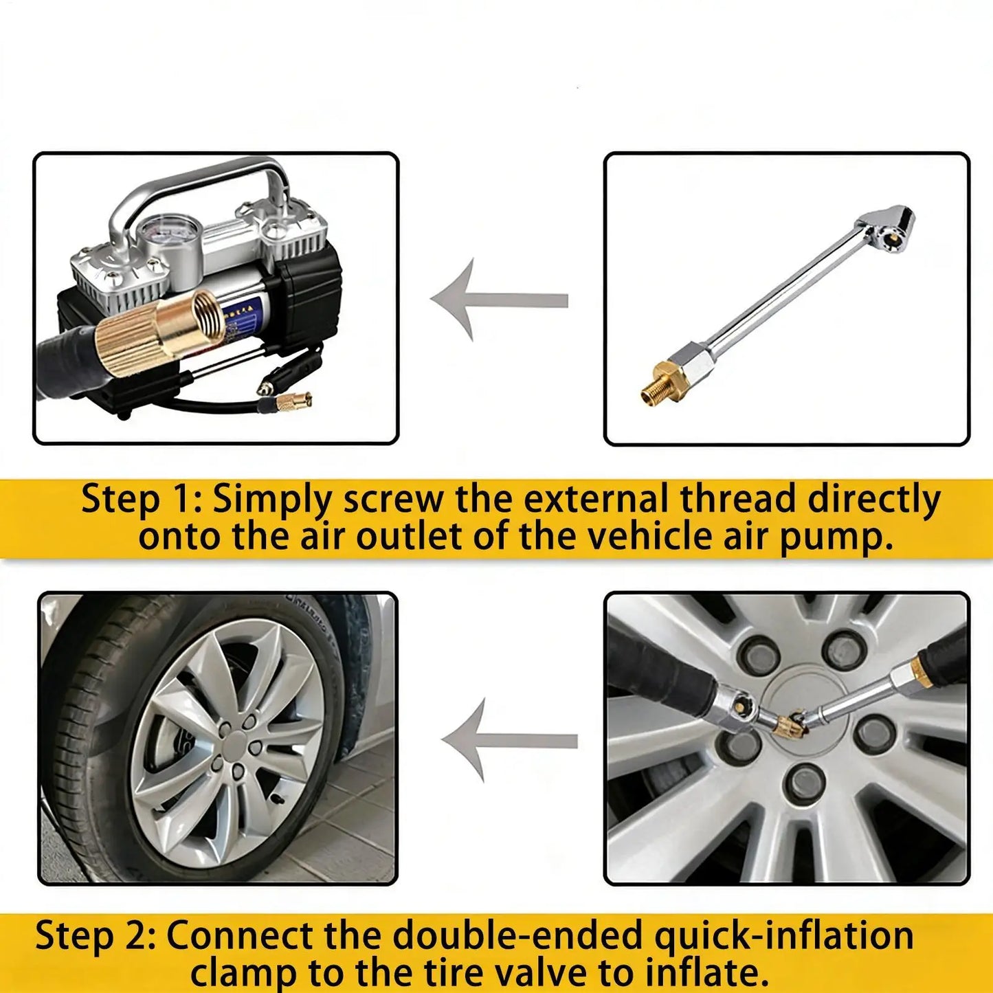 Locking Air Chuck Quick-Connect Leak-Proof Tire Inflator