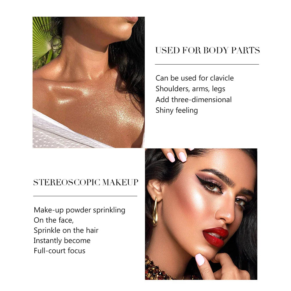 Waterproof Shimmer Highlighter Powder – Body & Hair Glow