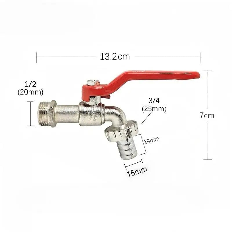 1pc Garden Watering Garden Irrigation Accessory 1/2x3/4 Lever Water Tap Zinc Alloy With Red Handle Faucet Adapter Hose Plug Peaceful Pleasures Health and Wellness A1