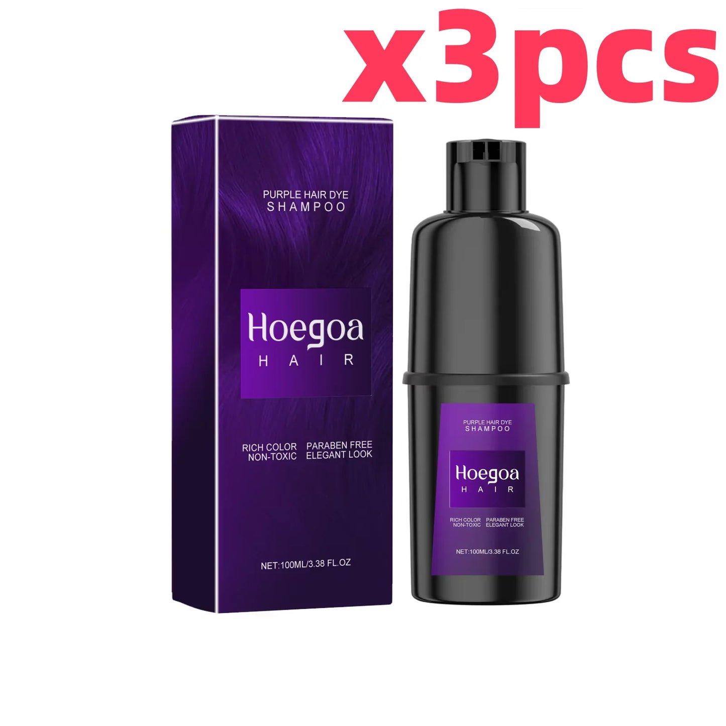 Herbal Hair Dye Shampoo – Nourishing Color in 15 Min, Multi-Shade Peaceful Pleasures Health and Wellness Purple x 3pcs