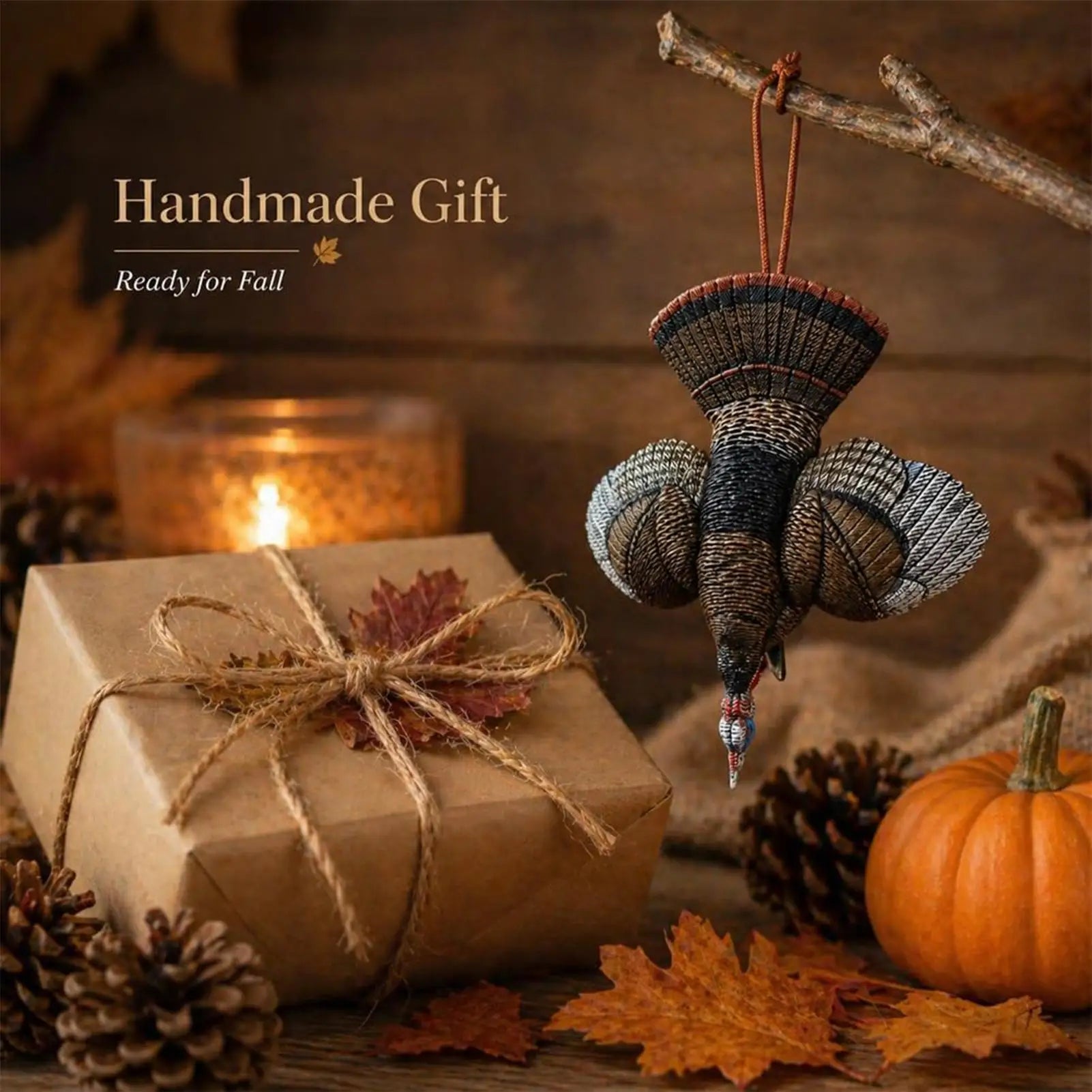 Ornaments for Tree Decorative Rustic Turkey Pendant Rustic Turkey Ornament for Fall Thanksgiving Outdoor Windowsills Yard Peaceful Pleasures Health and Wellness CN