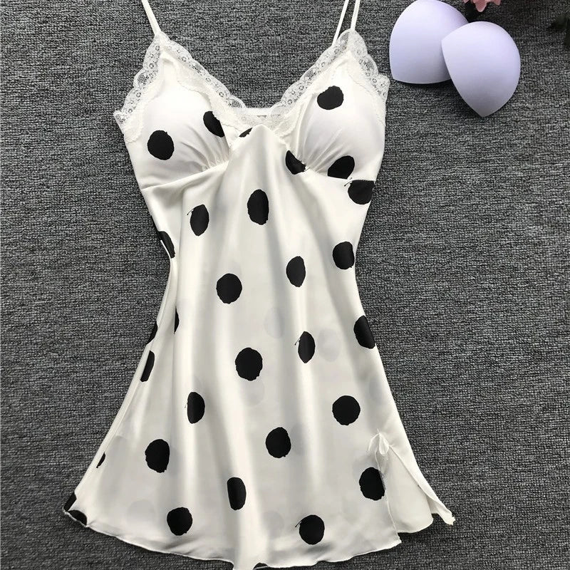 Faux Silk Polka Dot Baby Doll Lingerie | European Style