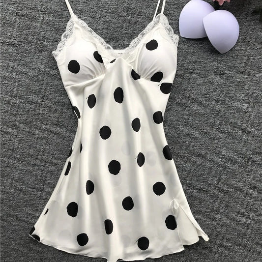 Faux Silk Polka Dot Baby Doll Lingerie | European Style Baby Doll Lingerie Peaceful Pleasures Health and Wellness