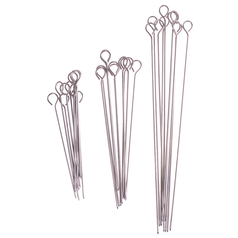 10-Pack Stainless Steel BBQ Skewers – Round Roasting Needles
