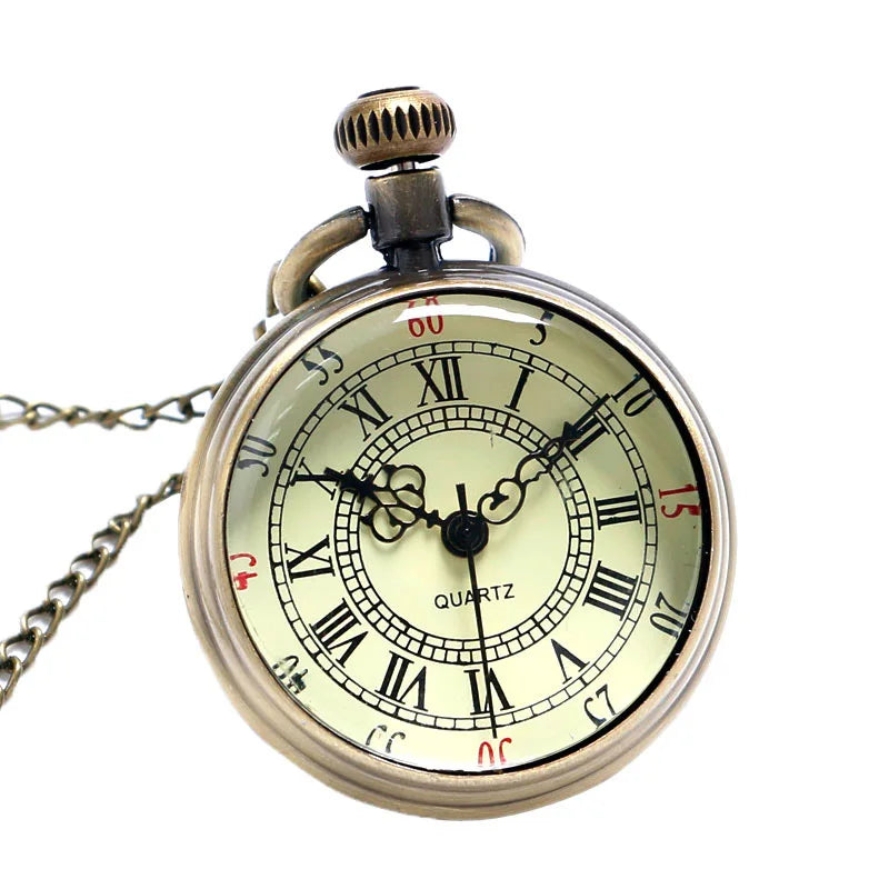 Vintage Quartz Pocket Watch with Chain | Roman Numeral Gift