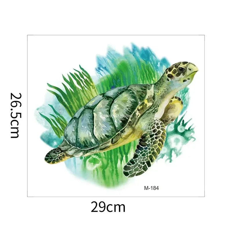 Water Plants Leaves Toilet Sticker Bathroom Wall Sticker Sea Turtles WC Self Adhesive Mural Stickers Home Decorations Decals Peaceful Pleasures Health and Wellness