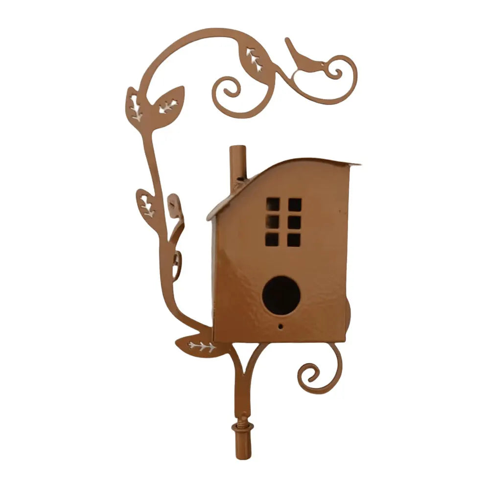 Metal Birdhouse Garden Stake | Outdoor Yard & Patio Decor
