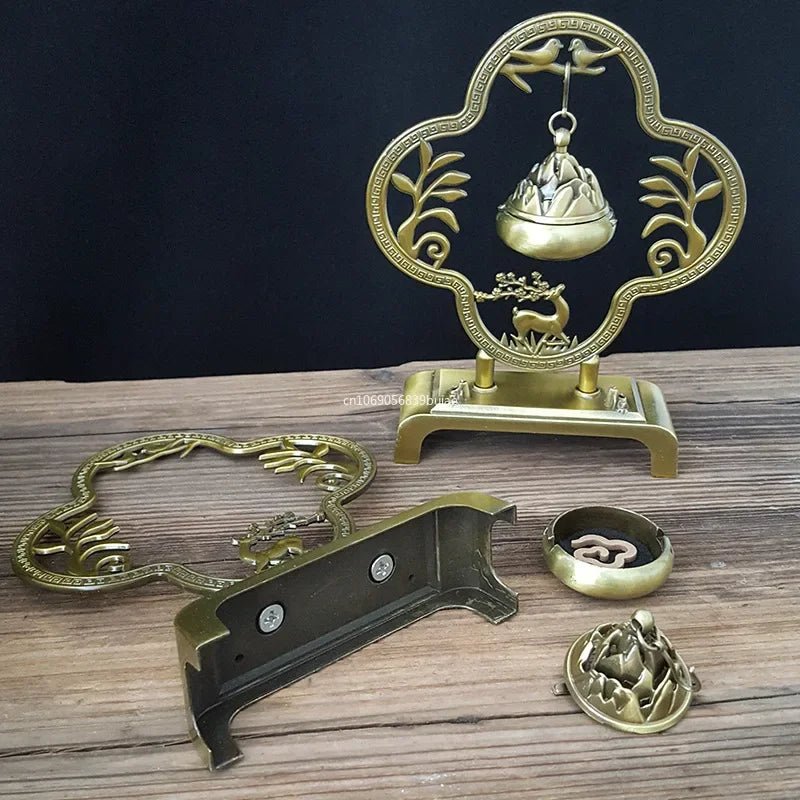 Lotus Flower Incense Burner Retro Hollow Out Zinc Alloy Hanging Lotus Burners Blessing Nasturtium Holder Home Office Decor Peaceful Pleasures Health and Wellness