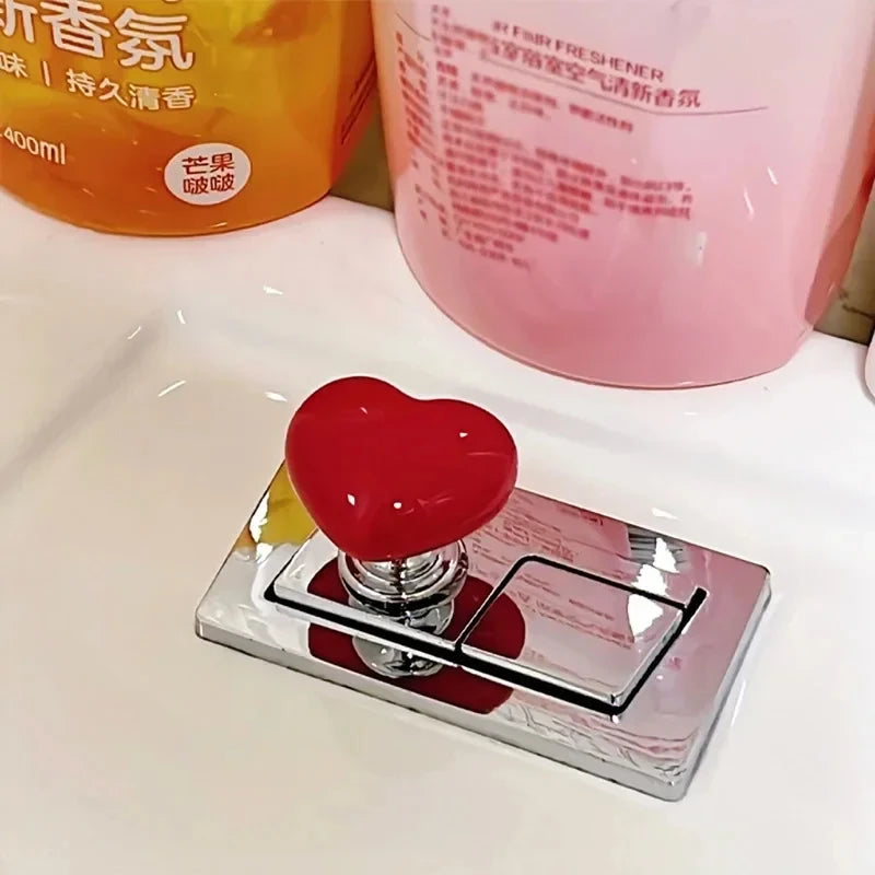 Heart-Shaped Toilet Flush Button | Cute Bathroom Décor