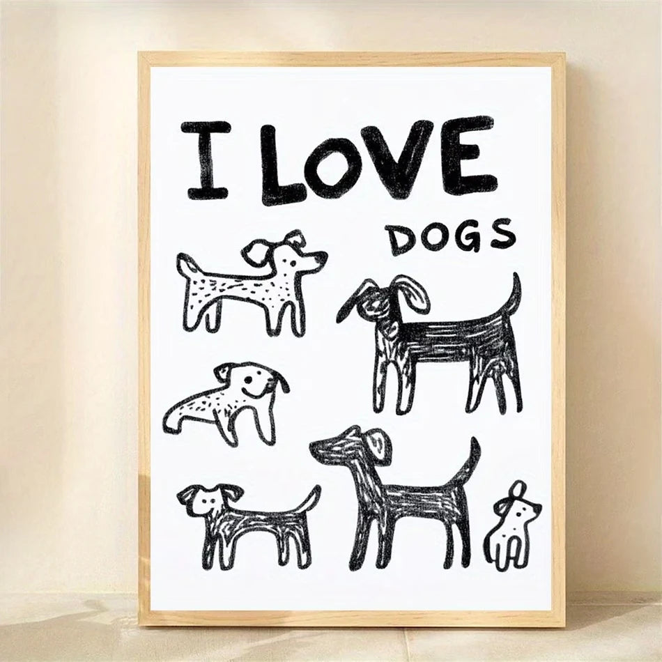 I Love Dogs Quote Canvas Wall Art Print | Pet Home Decor