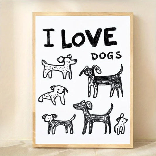 I Love Dogs Quote Canvas Wall Art Print | Pet Home Decor Canvas Wall Art Peaceful Pleasures Health and Wellness G5394 21x30cm Wood Framed