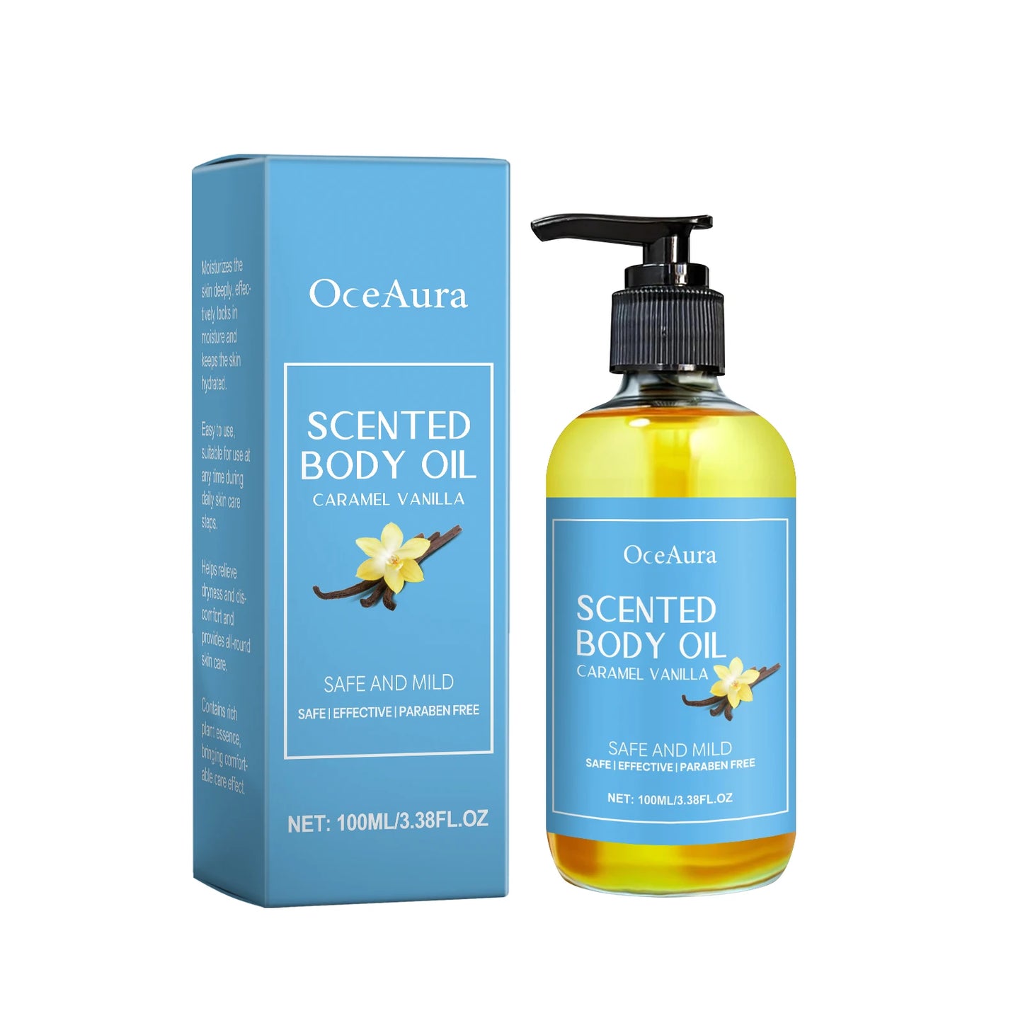 OceAura Caramel Vanilla Body Massage Oil 100ml | Moisturizing Spa