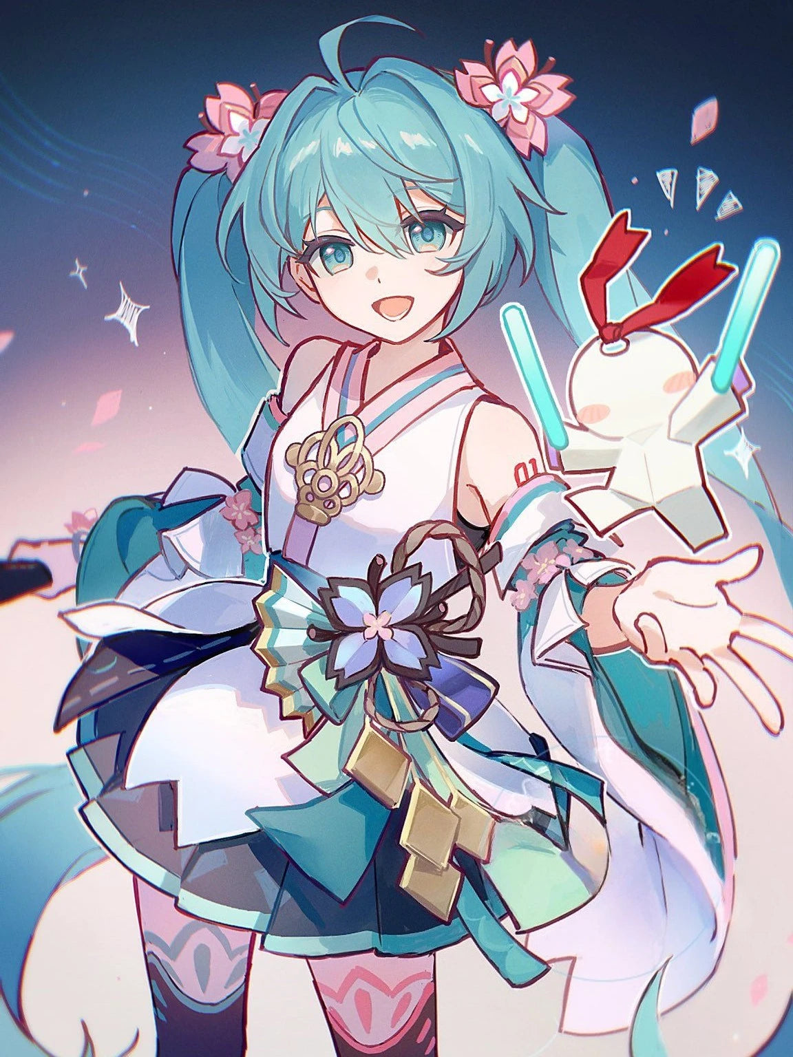 Amine H-Hatsunes-M-Miku Girls Poster Hatsune Miku art decoration Wall Art Sticker For Bar Living Room Decor Gift Peaceful Pleasures Health and Wellness 6-1PC 50x70cm