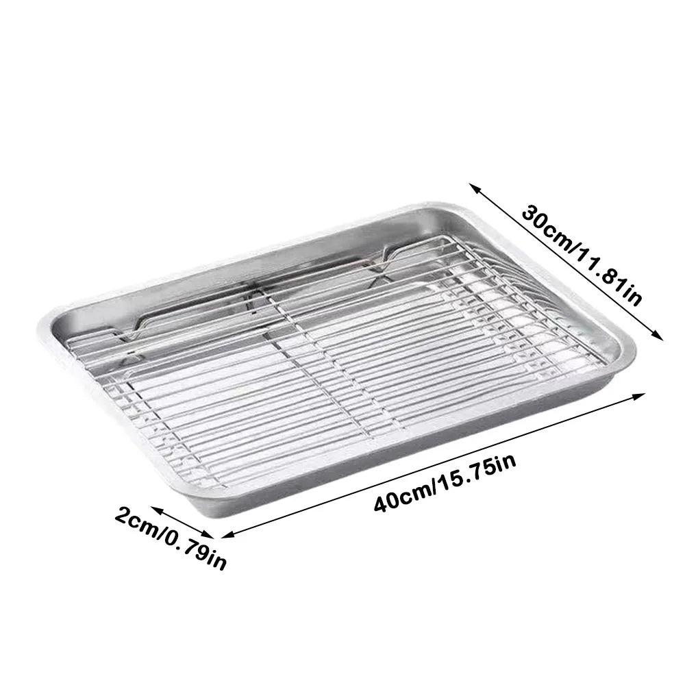 Stainless Steel Baking Pan with Cooling Rack | 4 Sizes