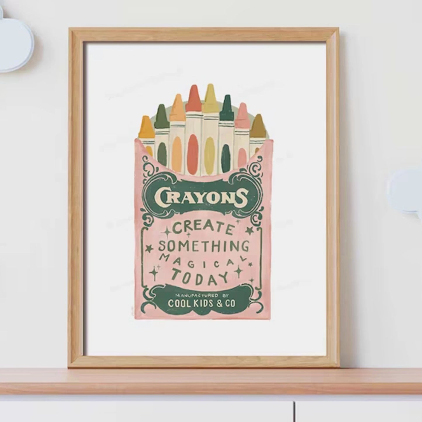 Retro Crayon Canvas Wall Art Print | Playful Poster Decor