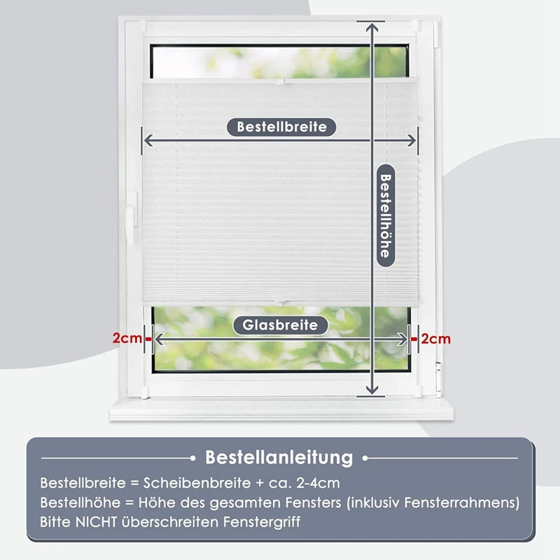 Pleated Klemmfix Folding Blind – No Drill Privacy & Sun Protection