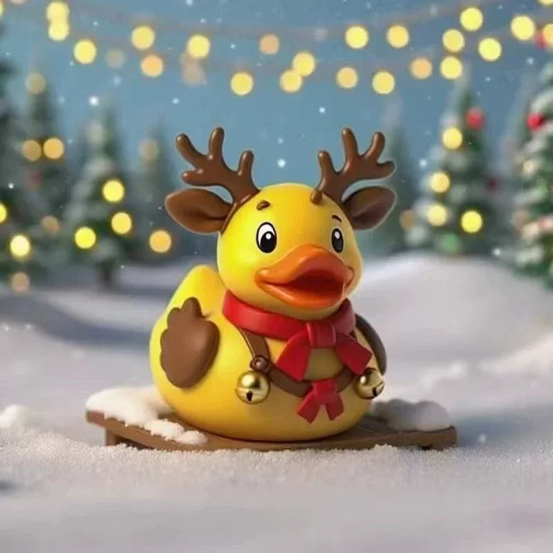 New Creative Independent Station Christmas Style Duck Resin Craft Ornament Suitable for Home Desktop and Courtyard Decorations Peaceful Pleasures Health and Wellness Reindeer Duck