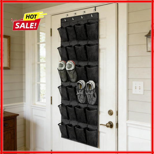Over-the-Door Shoe Organizer – 24 Large Mesh Pockets Hanging Shoe Organizer Oasis Select