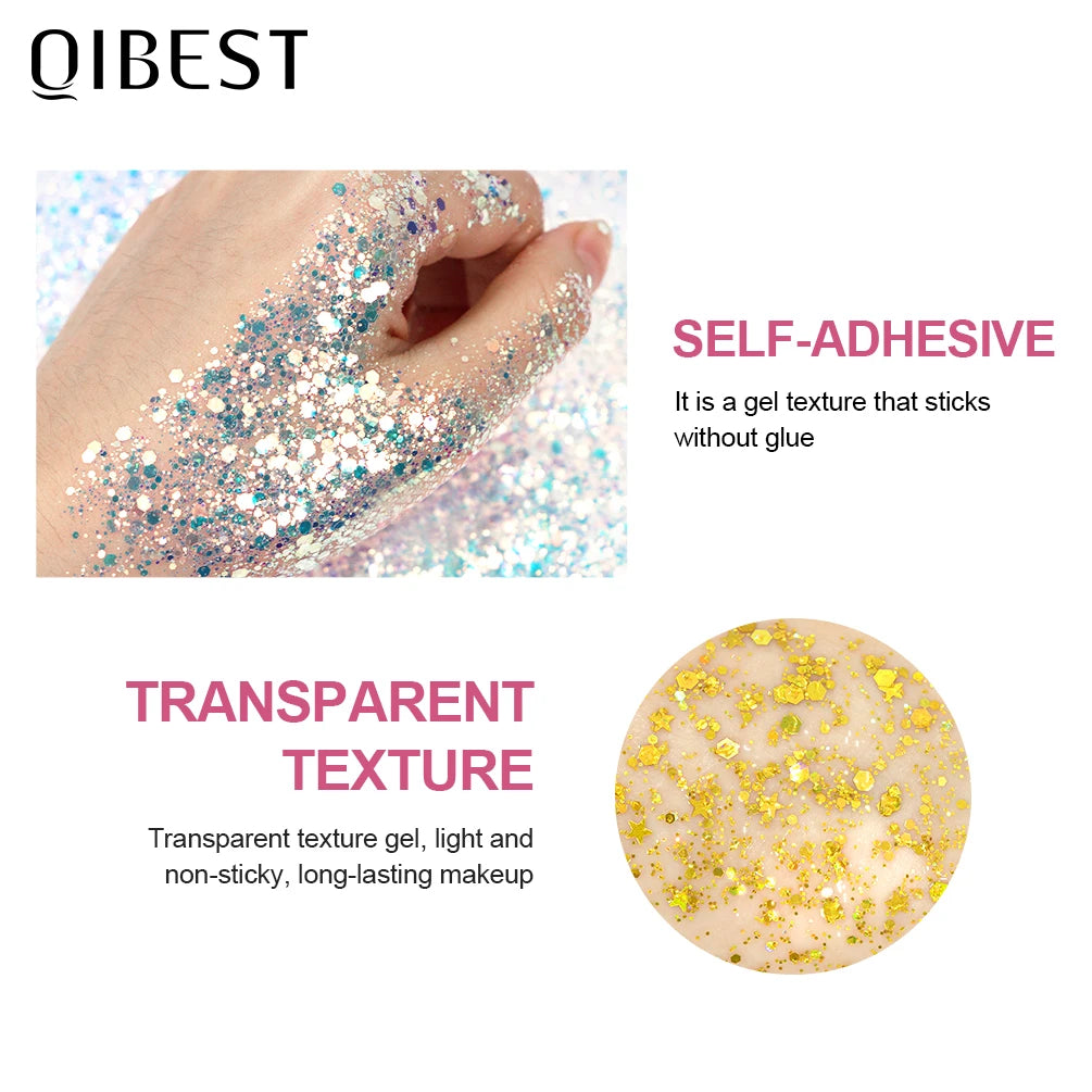 QIBEST Shimmer Highlighter Powder High Gloss Illuminator Powder Makeup For Face Lip Hair Body Highlight Makeup Glitter Gel Peaceful Pleasures Health and Wellness